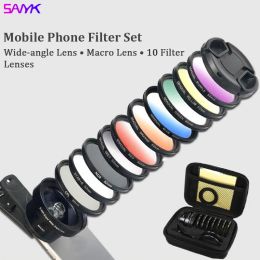 Filters SANYK 12in1 Mobile Phone External Lens Filter Set Wide Angle Lens + Macro Lens CPL Filter Starlight Polarizer Gradient Filters