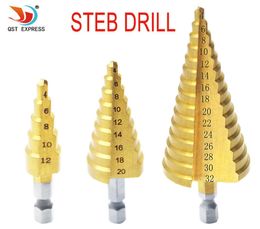 412 420 432mm metric spiral flute step hss steel 4241 cone titanium coated drill bits tool set hole cutter3101373