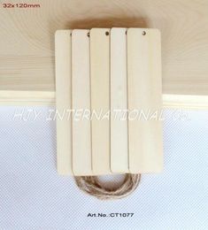 Whole40pcslot 32mmx 120mm Blank plywood bookmark tags labels wedding decorations wooden with string hangingCT10773213784