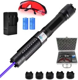 Optics Burning Blue Laser Torch Pointer 450nm 50000m Focusable High Powerful Laser Adjustable Focus Laser for Outdoor Camping