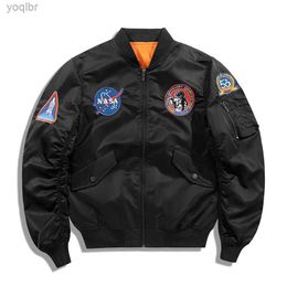 Men's Jackets Military bomber jacket mens autumn standing collar baseball suit embroidered retro loose fashion jacket air force uniform mensL2404