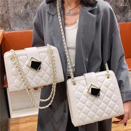 Shoulder Bags Lozenge Design For Women 2024 Trend Handbags Pure Colour Leather Female Crossbody Elegant White Ladies Tote Bag Sac