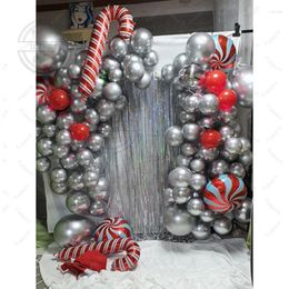 Party Decoration 108pcs 5/10/18inch Red Silver Balloons Arch Garland Kit For Christmas Decorations Candy Cane Foil Balls Globos Supplies