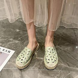 Slippers Shoes Female Summer Outwear Hollow Out Flower Baotou Back Empty Lazy Fahsion Half Chaussure Femme Ete