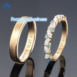 High Quality 14K Solid White Gold Moissanite Ring Men Hiphop Eternity Ring Marquise Cut Couple Ring