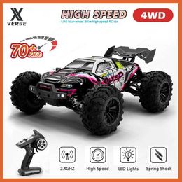 Electric/RC Car 1 16 4WD 70KM/H High Speed Remote Control Car with LED 2.4G Brushless RC Car Off Road 4x4 Monster Truck Toys for Boys 16101PRO 240424