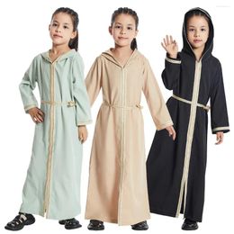 Ethnic Clothing Kids Muslim Girls Abaya Prayer Hooded Long Maxi Dress Turkey Kaftan Arab Robe Dubai Islam Morocco Eid Party Ramadan Gown