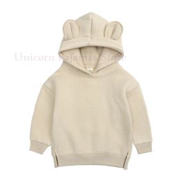 Sweatshirts Beige 100 Cotton Baby Hoodies Infant Clothes Baby Boys Clothing Child Sweatershirt Toddler Sweaters for Girl Cartoon Ear Jackets