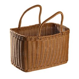 Baskets Woven Basket Household Hand Rattan Gift Storage Vegetable Flower Arrangement Basket Fruit Cake Snacks Picnic Basket Storage Tray