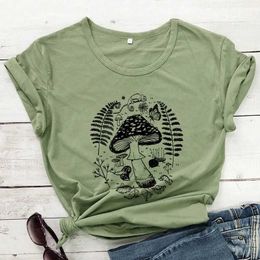 Women's T-Shirt Aesthetic Forest Mushrooms T-shirt Vintage Botanical Nature Walk Tee Shirt Top Funny Women Graphic Mycologist Tshirt 240423