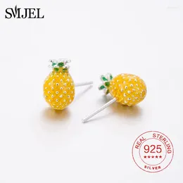 Stud Earrings SMJEL Bohemian Cute Pineapple Women 925 Silver Jewelry Trendy Fruit Birthday Party Earings For Gift