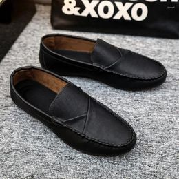 Casual Shoes Mens Leather Trend Korean Version British 2024 Summer Soft Sole Lightweight Lazy