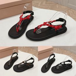 Riviere Rope and Leather Sandals Designer Men's and Women's Sandals Spring Summer Flat Open Toe Beach Shoes Slippers Outdoor Casual Flip Flops Clip Toe Slippers