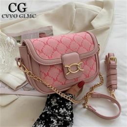 Shoulder Bags Cvvo Glmc Fashion Letter PU Leather Small Flap Crossbody For Women 2024 Summer Lady Chain Handbags And Purses