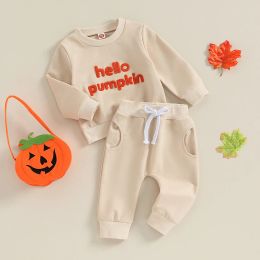 Sets Halloween Baby Clothes Fashion Embroidery Letters Kids Autumn Outfits Long Sleeve Sweatshirt with Sweatpants Set For Girls Boys