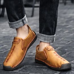 Casual Shoes High Quality Genuine Leather Men Set Foot Slip On Loafers Flats Moccasins Plus Size Handmade