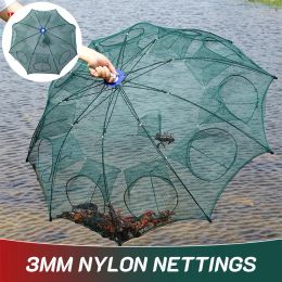 Accessories Folding 420 Holes Fishing Net Trap Fishing Bait Trap Casting Nets for Crab Crayfish Shrimp Mesh Nylon Trap Cages for Outdoor