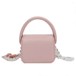 Shoulder Bags 2024 Women's Mini Flap Bag Summer Fashion PU Leather Small Handbags Solid Color Beaded Chain Women Messenger Purse