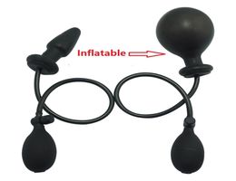 New silicone large black Pump Up airfilled inflatable bulk dildo Anal butt plug dildo Dilator sex toys for Men Woman Gay Y18110103216544