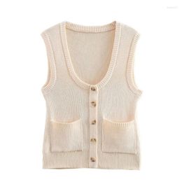 Women's Vests Knitted Neck Sleeveless Pullover Crop Sweater