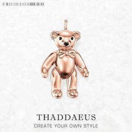 Pendants Pendant Teddy Bear Brand Pure Rose Gold Colour Jewellery Europe 925 Sterling Silver Accessorie Soul Gift For Woman