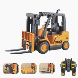 Cars 1:12 6CH RC Forklift Truck Model Construction Crane Vehicle Sound And Light Electric Trucks Simulation Gifts Toys For Childrens