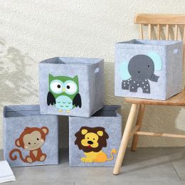 Bins Collapsible Storage Box Cube Felt Fabric Bin for Kids Toys Organiser Storage Basket Custom Animal Pattern Container With Handle