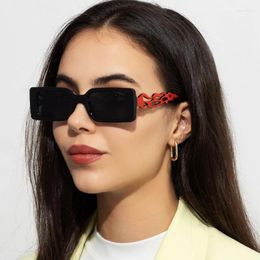 Sunglasses Vintage Rectangle Women Brand Retro Square Flamed Frames Sun Glasses Female Travel Hip-hop Eyewear UV400 Shades