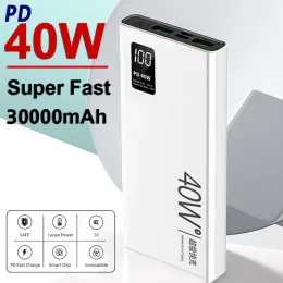 Bank PD40W Super Fast Charging Power Bank Portable 30000mAh Digital Display External Battery Charger for iPhone Xiaomi Huawei QC5.0