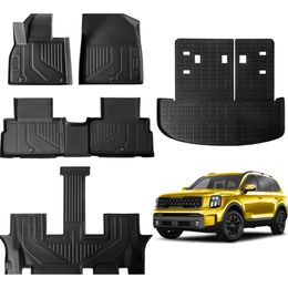 Protect Your Kia Telluride with All Weather Floor Mats & Back Seat Cover - Full Set of Accessories for 2020-2024 Models