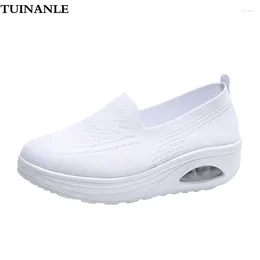 Casual Shoes TUINANLE Women Platform Mesh Breathable Slip On Thick Soled Lady Plus Size Non-Slip White Sneakers Zapatos De Mujer
