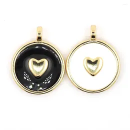 Pendant Necklaces Fashion Round Heart Gold Plated Drop Oil Enamel Charm Jewelry DIY Making Couple Necklace Accessories Gift Findings