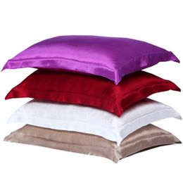 2pcs Pure Emulation Silk Satin Pillowcase Single Pillow Cover Multicolor 48*74cm 240424