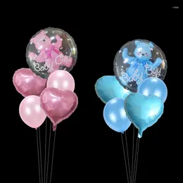 Party Decoration 5pcs/lot Baby Boy Girl Bear Bubble Balloons Transparent Ball In With Heart Shower Birthday Decorations