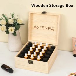 Bins 12/25 Grids Wooden Storage Box Organiser For Essential Oil Carrying Case Aromatherapy Container Treasure Jewellery Storage Box New