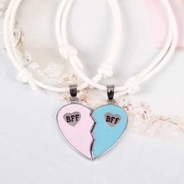 Beaded Bohemian Braided Bracelet Fashion Simple Ladies Stitching Heart Shaped Best Friend BFF Pendant Friendship Jewelry Gift 2023 240423