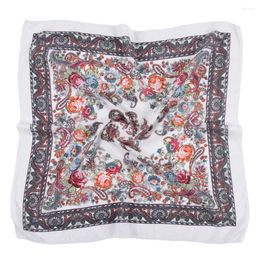 Scarves 70 70cm Spring Summer Russian Square Scarf Women Luxury Paisley Print Bnadana Headband Babushka Handkerchief Head Wraps