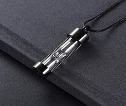 IJD9400 Funnel Gift Box Black Colour Hourglass Cremation Necklace Ashes Holder Keepsake Jewellery Stainless Steel Locket Fune1644117