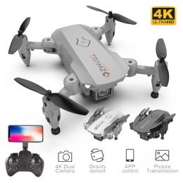 Drones Teeggi L23 Mini Drone 4K Profesional 2.4G WiFi With HD Dual Camera Foldable Quadcopter FPV RC Helicopter Toy For Children Gift
