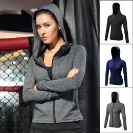 Jackets Women Sport Running Jacket Zipper Yoga Coat Training Fitness Yoga Sport Running Hoodies Gym Workout Hooded Top