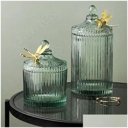 Jewelry Jars Modern Simple Glass Bottle Candy Cans Decorative Storage Jar Box Crystal Sugar European Drop Delivery Packing Display Dhpez