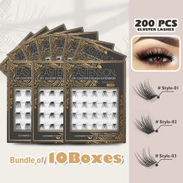 Eyelashes EASITENSION 200 PCS 10 Boxes DIY Cluster Lashes Natural Individual Bundles Eyelash Extension 3D Volume Effect Faux Eyelashes