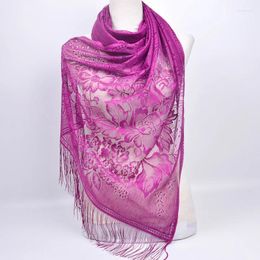 Scarves Fashion Lace Solid Colour Hijab Muslim Islamic Scarf Tassel Malaysia Long Shawl Women Rectangular Floral Shawls Head Wrap