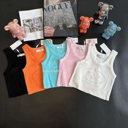 designer tank top womens beach vest summer sleeveless t shirt 3d embossed letters vests y2k outing short vests knitted tee high quality 28 Colours
