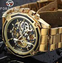 FORSINING Automatic Mechanical Men Wristwatch Sport Male Clock Top Steel Skeleton Waterproof Man Watch 0042545709