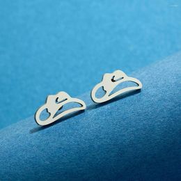 Stud Earrings Kinitial Cowboy Hat Stainless Steel Birthday Party Anniversary Jewellery Gift For Men Women