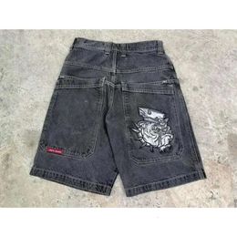 Men's Shorts Y2k Retro Gothic Pattern embroidery JNCO Denim Shorts 2000s Style Hip Hop Bag Summer Mens Beach Jeans Jorts Gym Shorts J240409 jeans