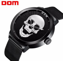 Men039s Watch DOM Cool Bone Luxury Brand M1231 Creative Clock Black Male Watch Skull Style Quartz Men Watches relogio masculin4630884