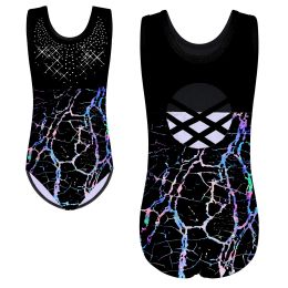 Gymnastics BAOHULU Sparkle Girls Sleeveless Gymnastics Outfit Black Colour Ballet Leotard Ballerina Practise Performance Dancewear