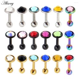 Stud Earrings Alisouy 1pc Simple Crystal Internally Threaded Prong 1.2 6 3/4/5mm Labret Nose Studs 16G Tragus Septum Piercing